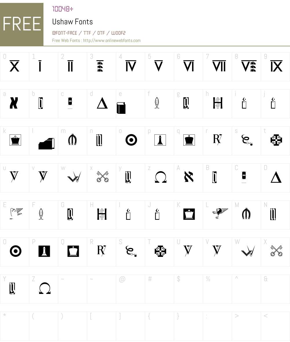 Ushaw Font Screenshots