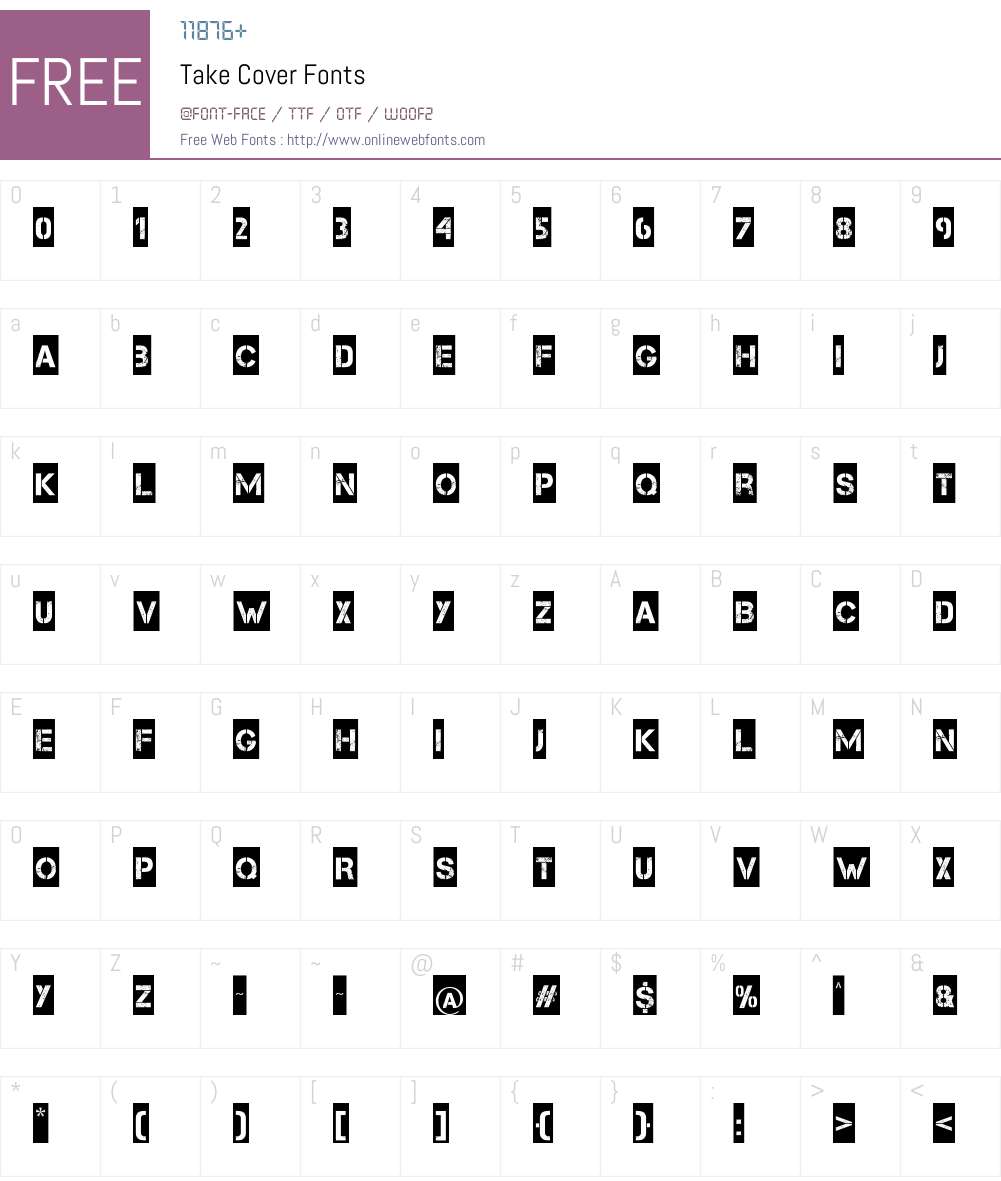 Take Cover Font Screenshots