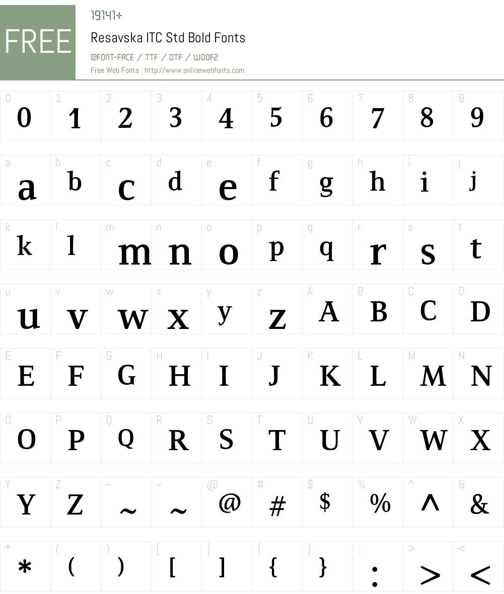 Resavska ITC Std Font Screenshots