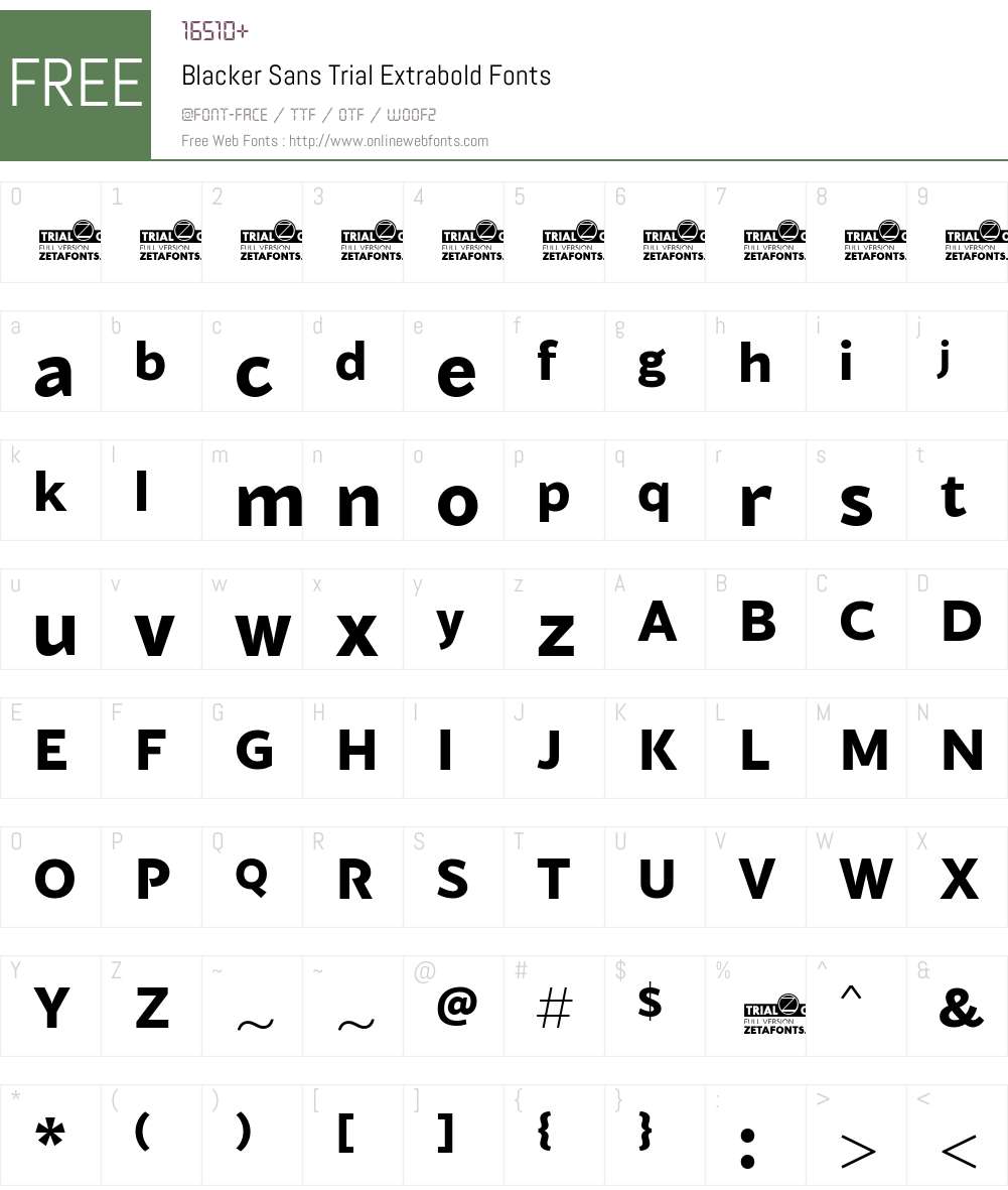 Blacker Sans Trial Font Screenshots
