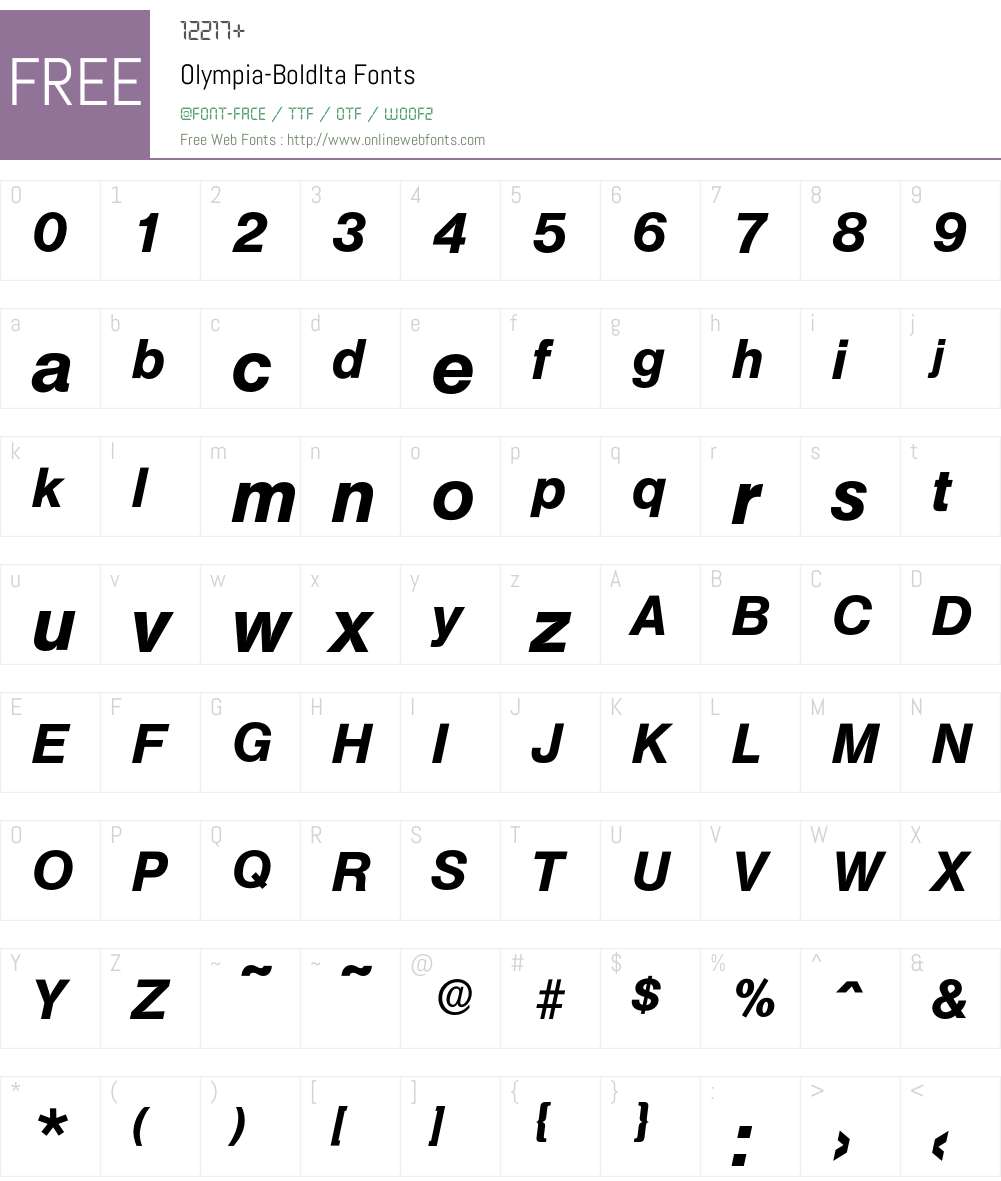 Olympia-BoldIta Font Screenshots