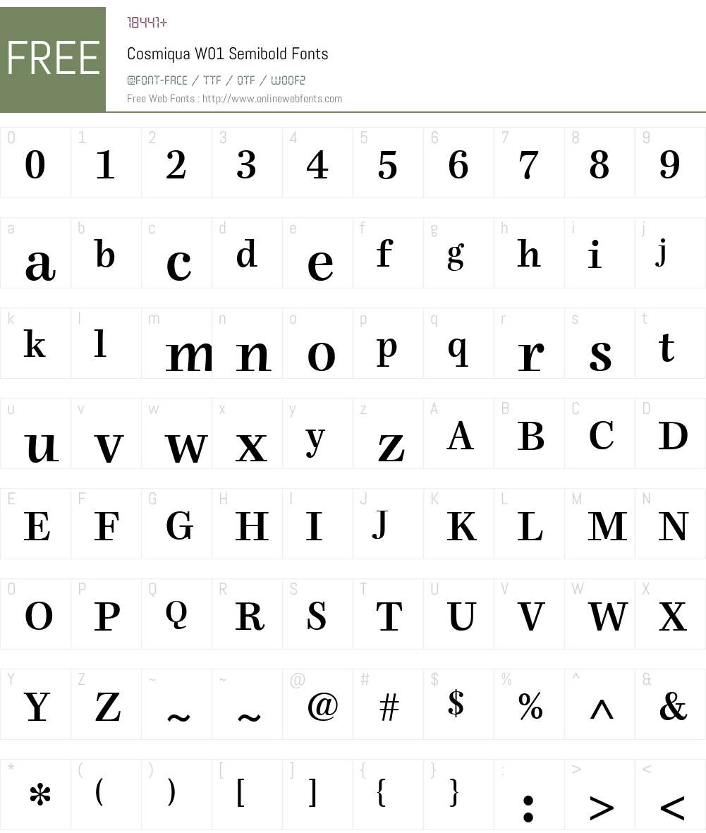 CosmiquaW01-Semibold Font Screenshots