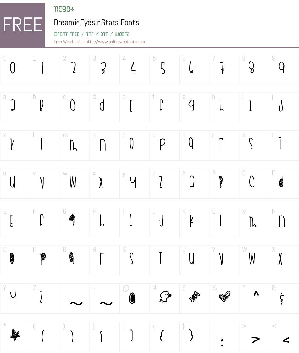 DreamieEyesInStars Font Screenshots