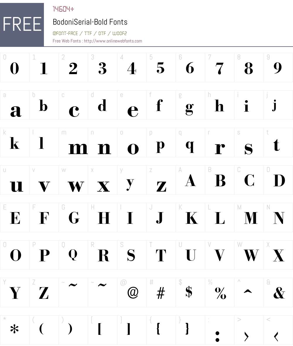 BodoniSerial Font Screenshots