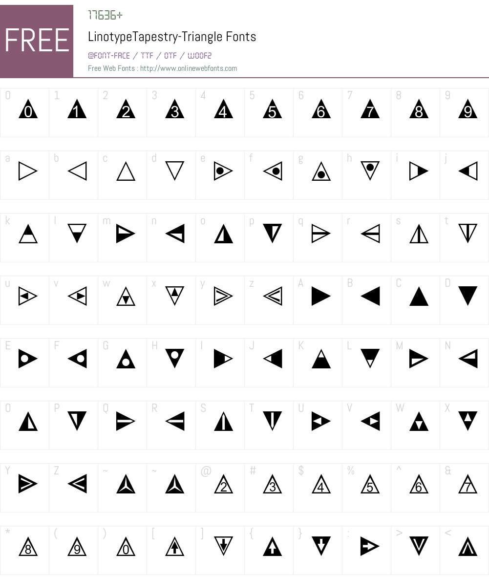 LinotypeTapestry-Triangle Font Screenshots
