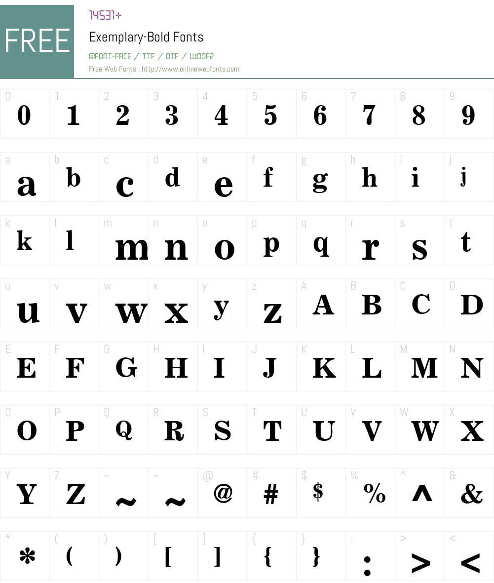 Exemplary Font Screenshots