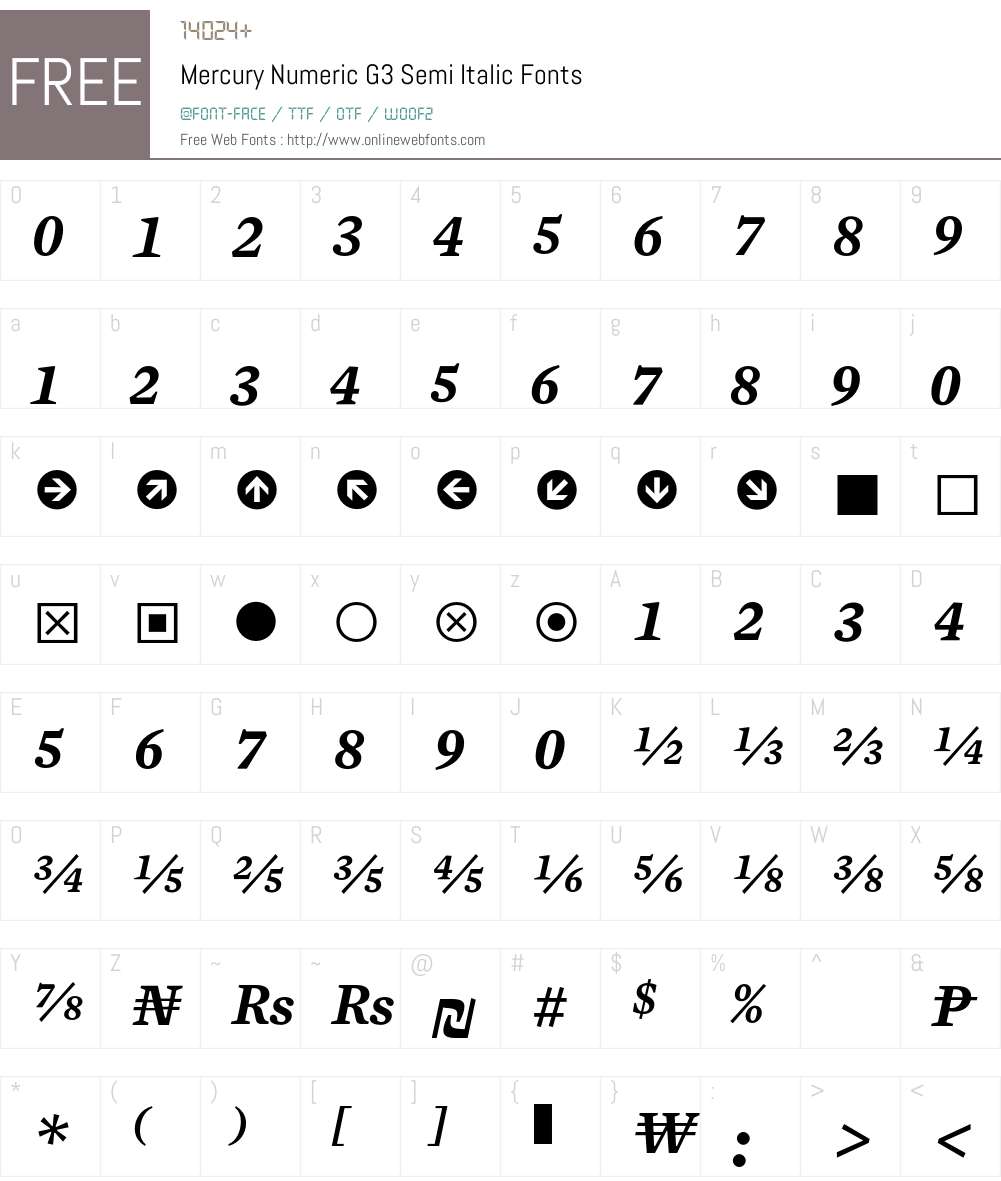 Mercury Numeric G3 Font Screenshots