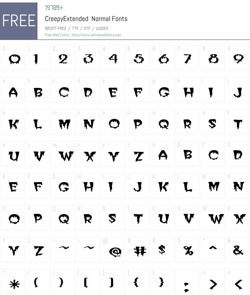 CreepyExtended Font Screenshots