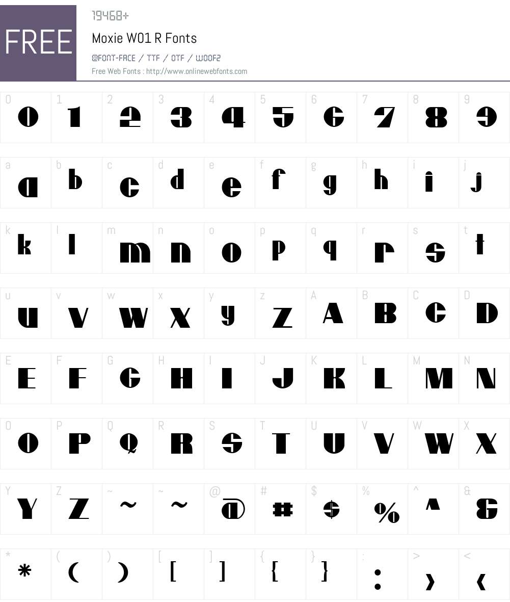 MoxieW01-R Font Screenshots