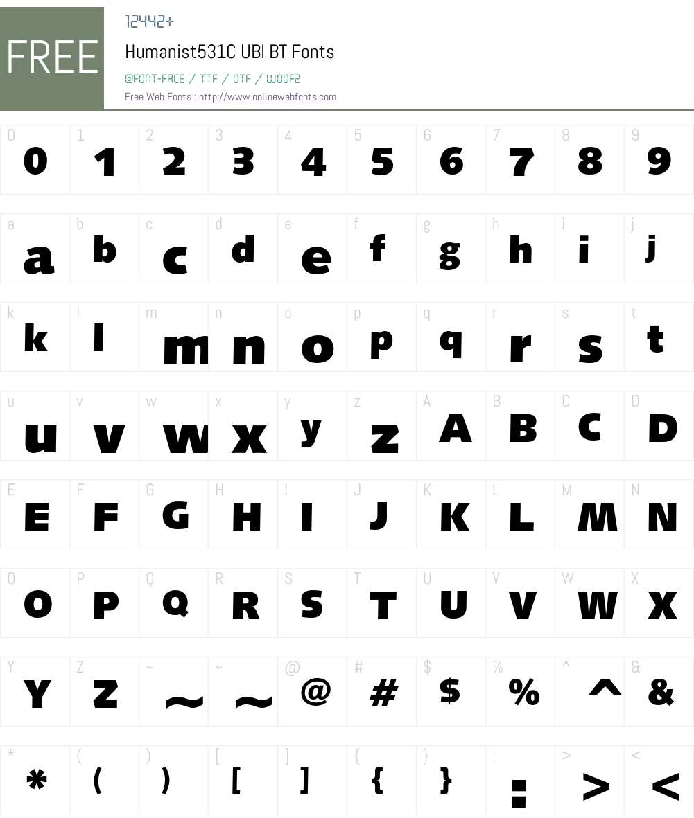Humanist531C UBl BT Font Screenshots