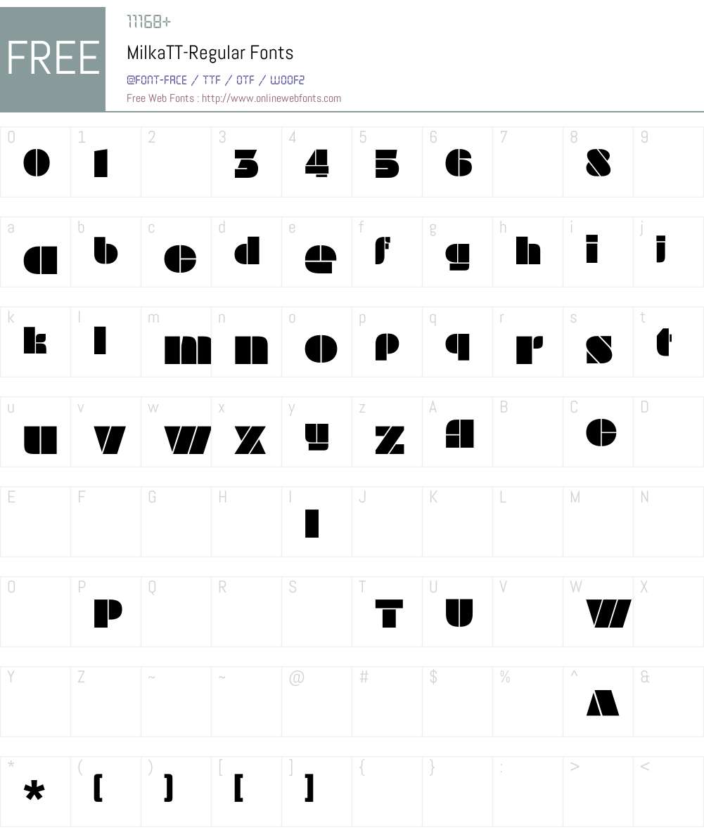 MilkaTT-Regular Font Screenshots