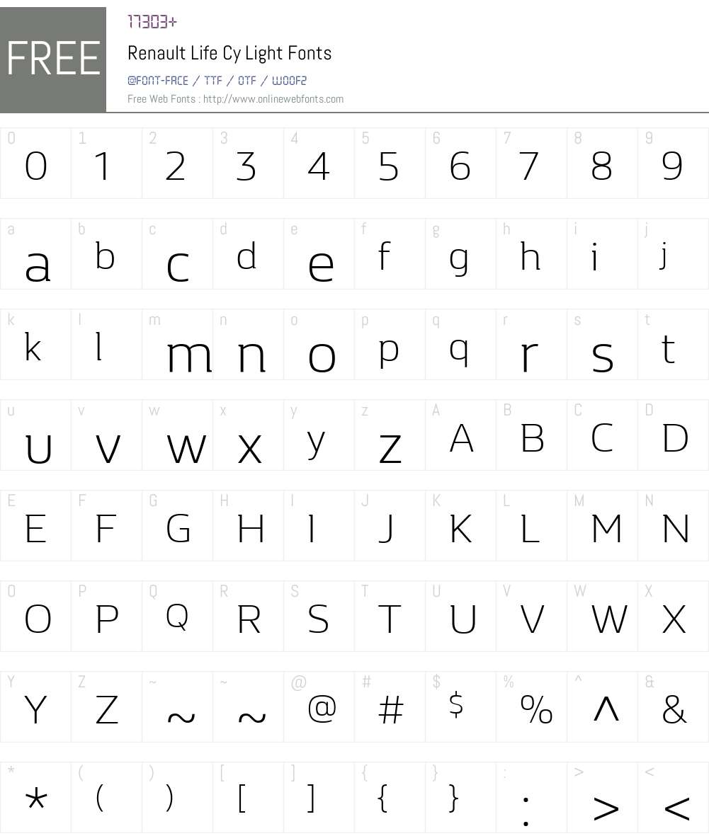 Renault Life Cy Light Font Screenshots