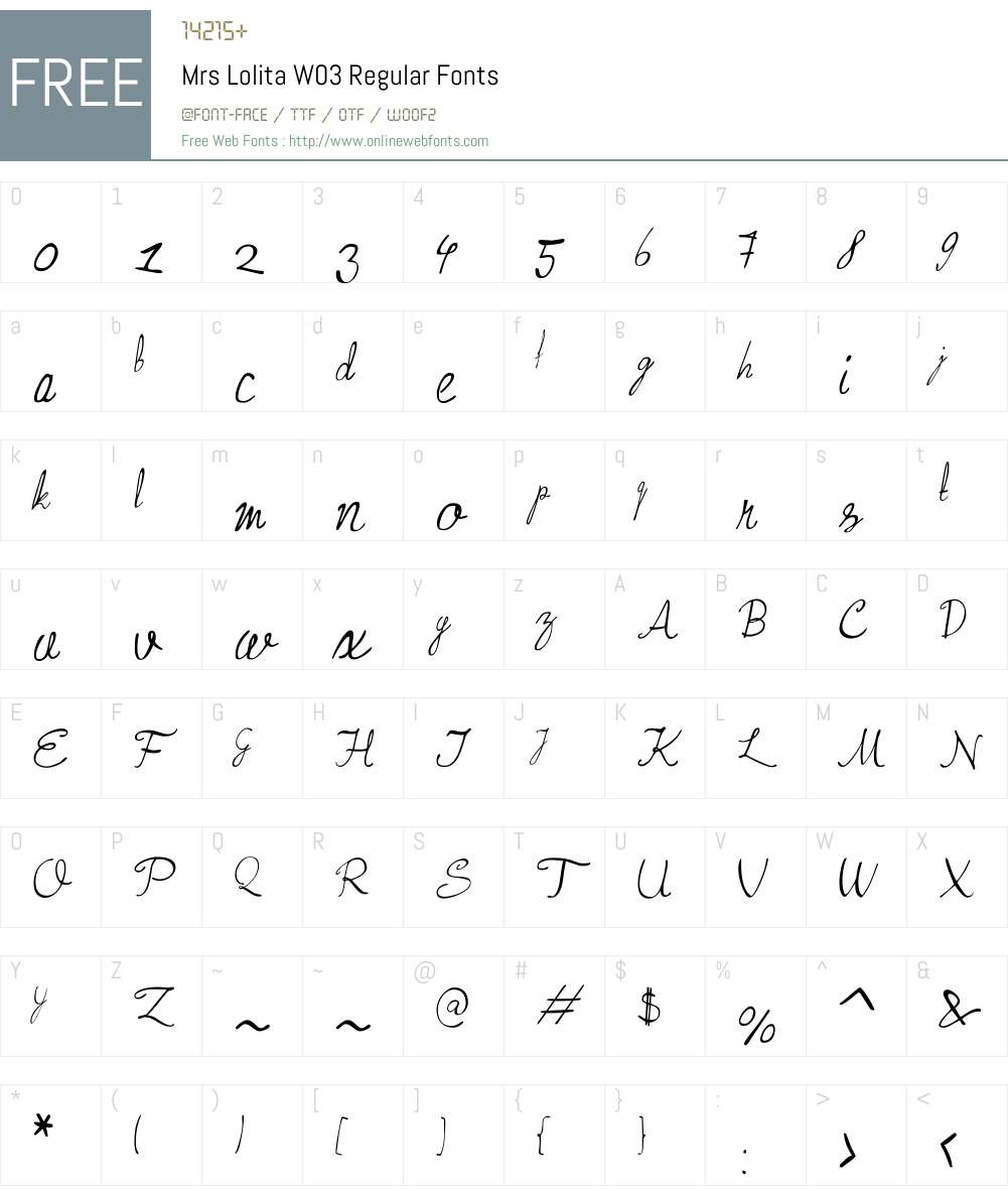 Mrs Lolita Font Screenshots