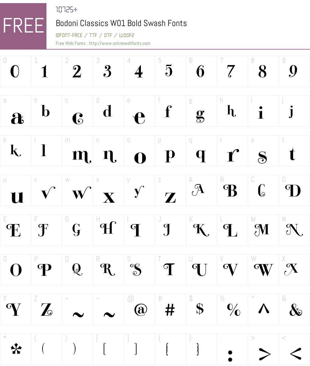 BodoniClassicsW01-BoldSwash Font Screenshots