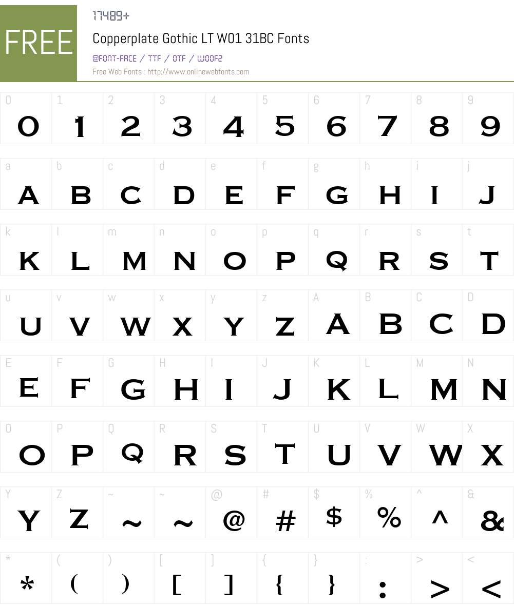 CopperplateGothicLTW01-31BC Font Screenshots