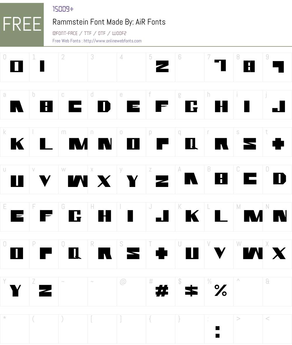 Rammstein Font Made By: AiR Font Screenshots