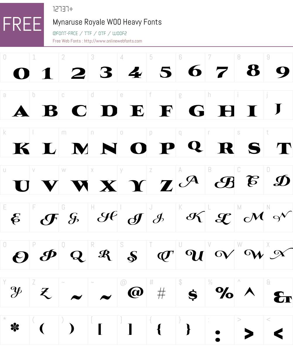 Mynaruse Royale Heavy Font Screenshots