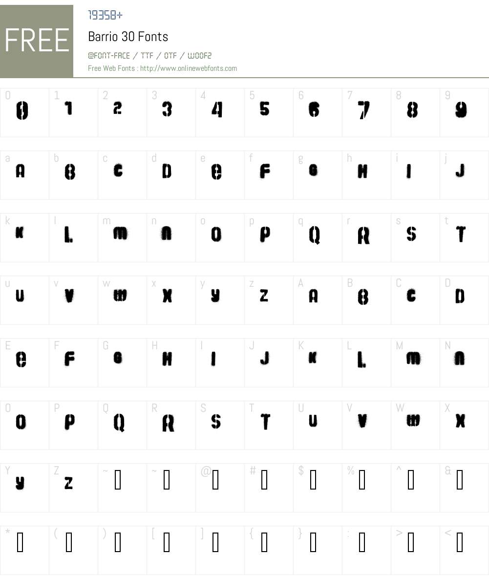 Barrio 30 Font Screenshots