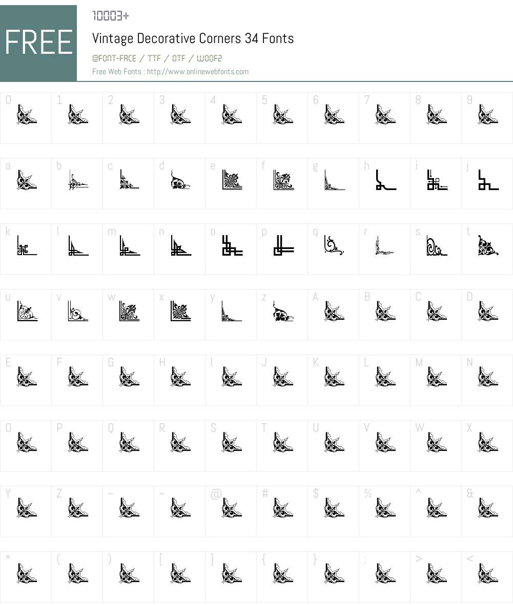 Vintage Decorative Corners 34 Font Screenshots