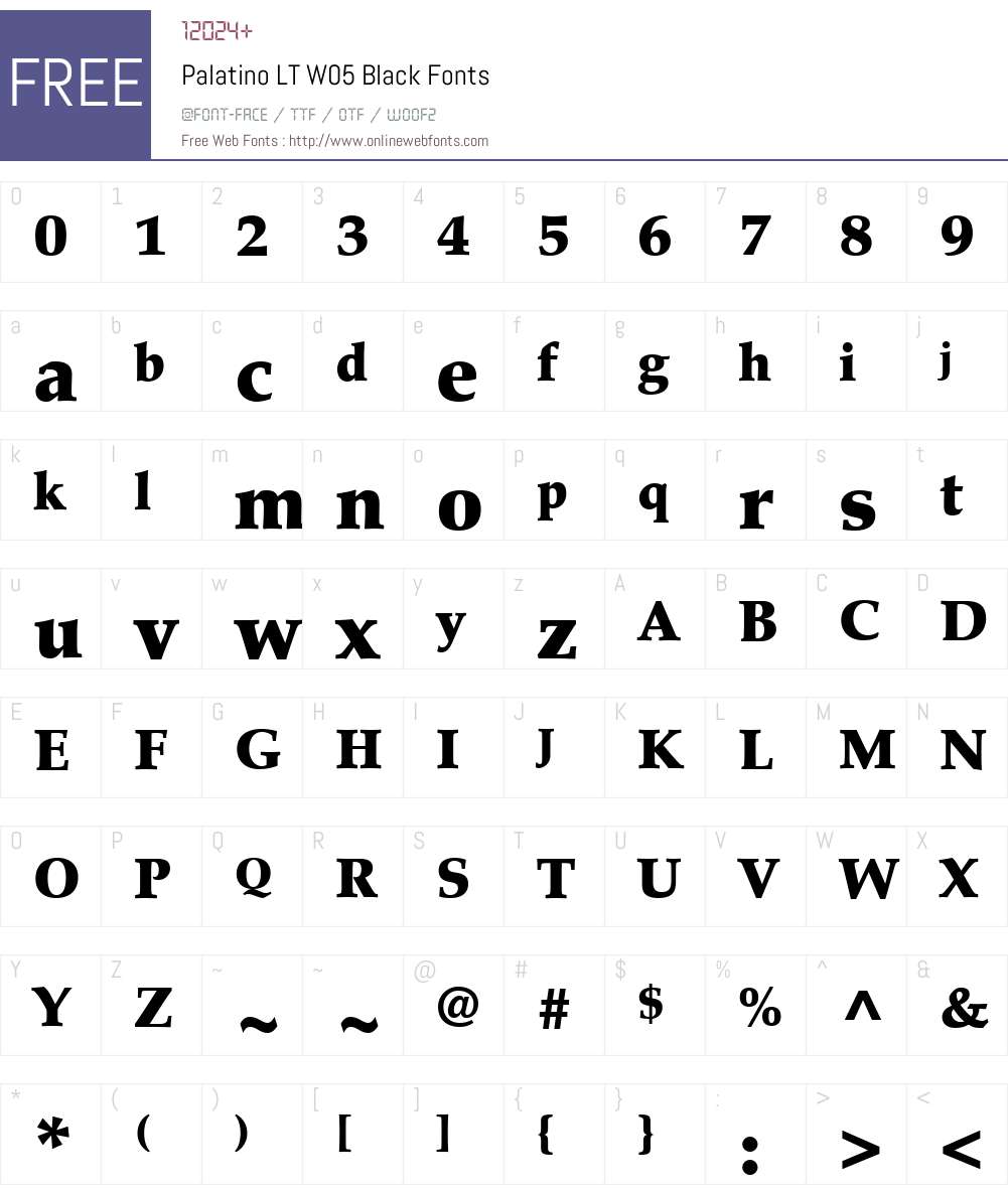 PalatinoLTW05-Black Font Screenshots