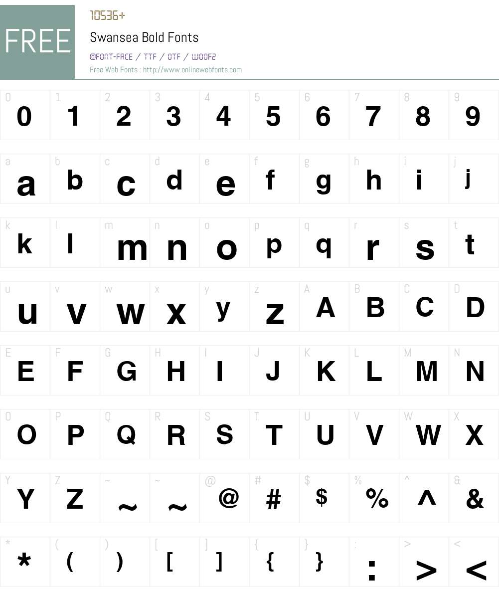 Swansea Font Screenshots