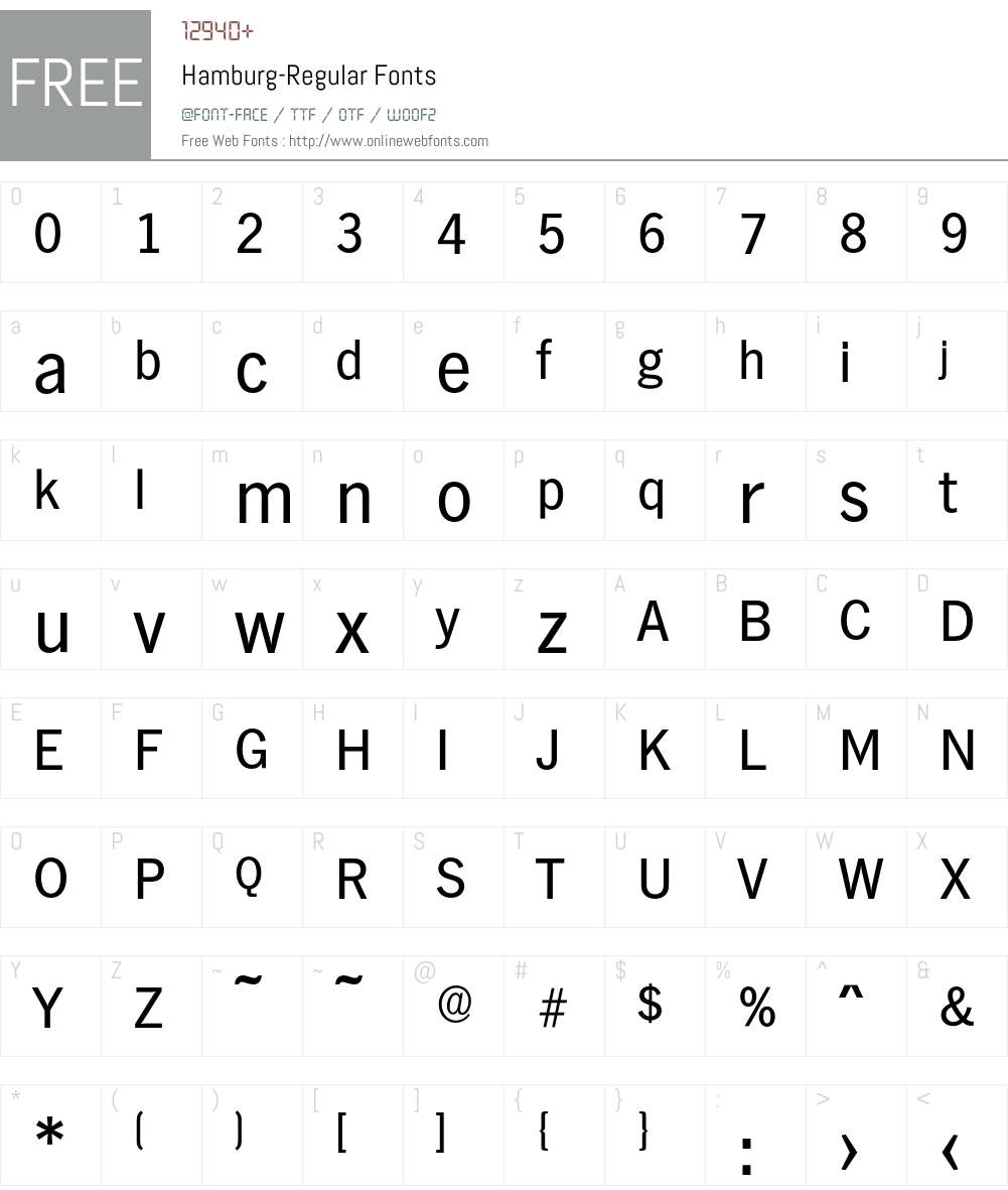 Hamburg-Regular Font Screenshots