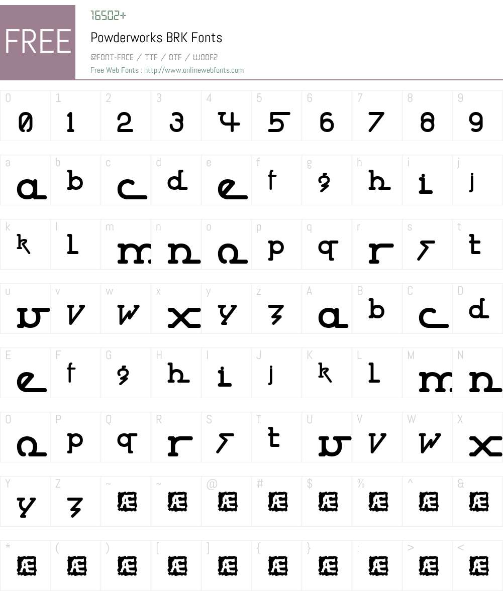 Powderworks BRK Font Screenshots