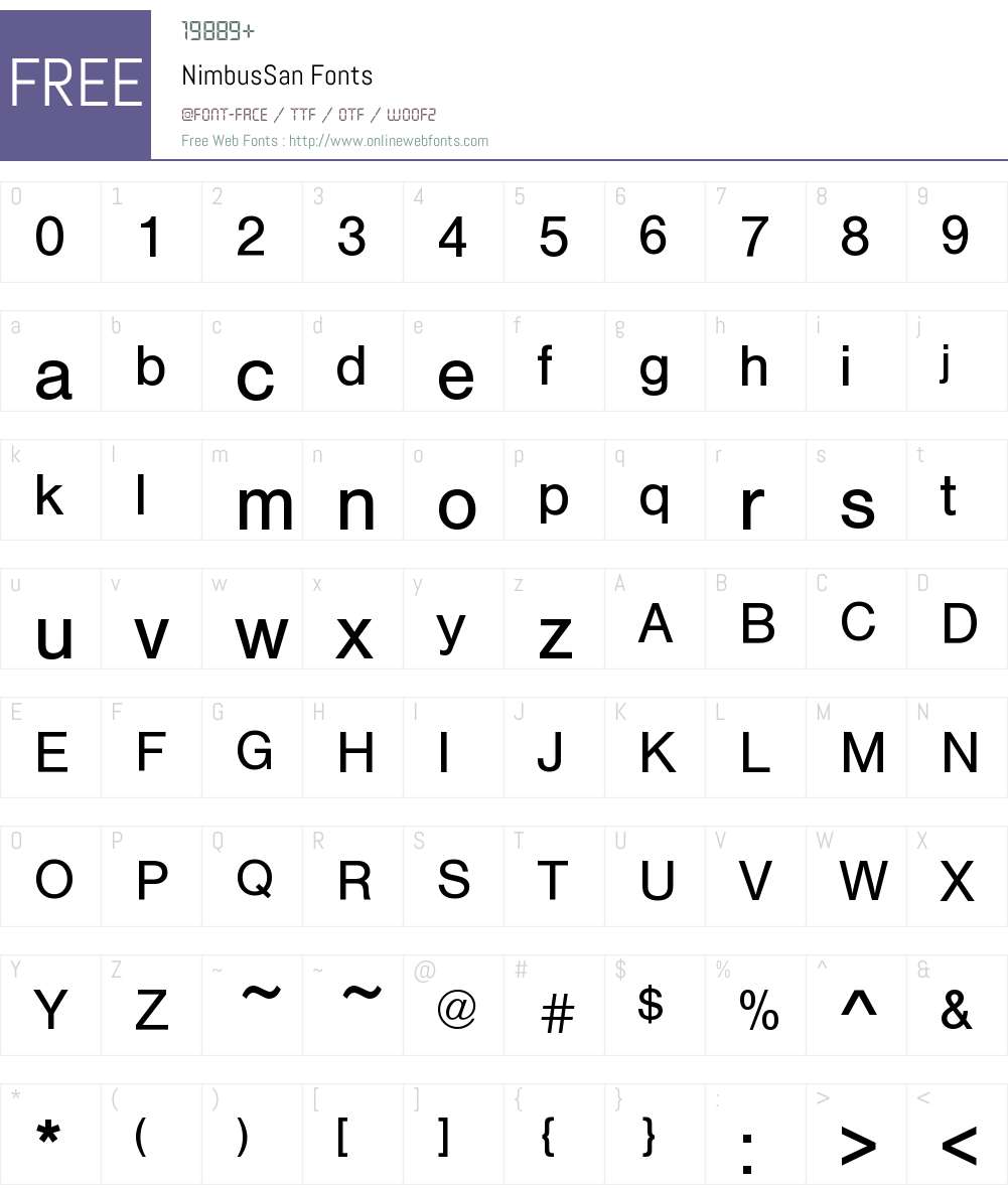 NimbusSan Font Screenshots