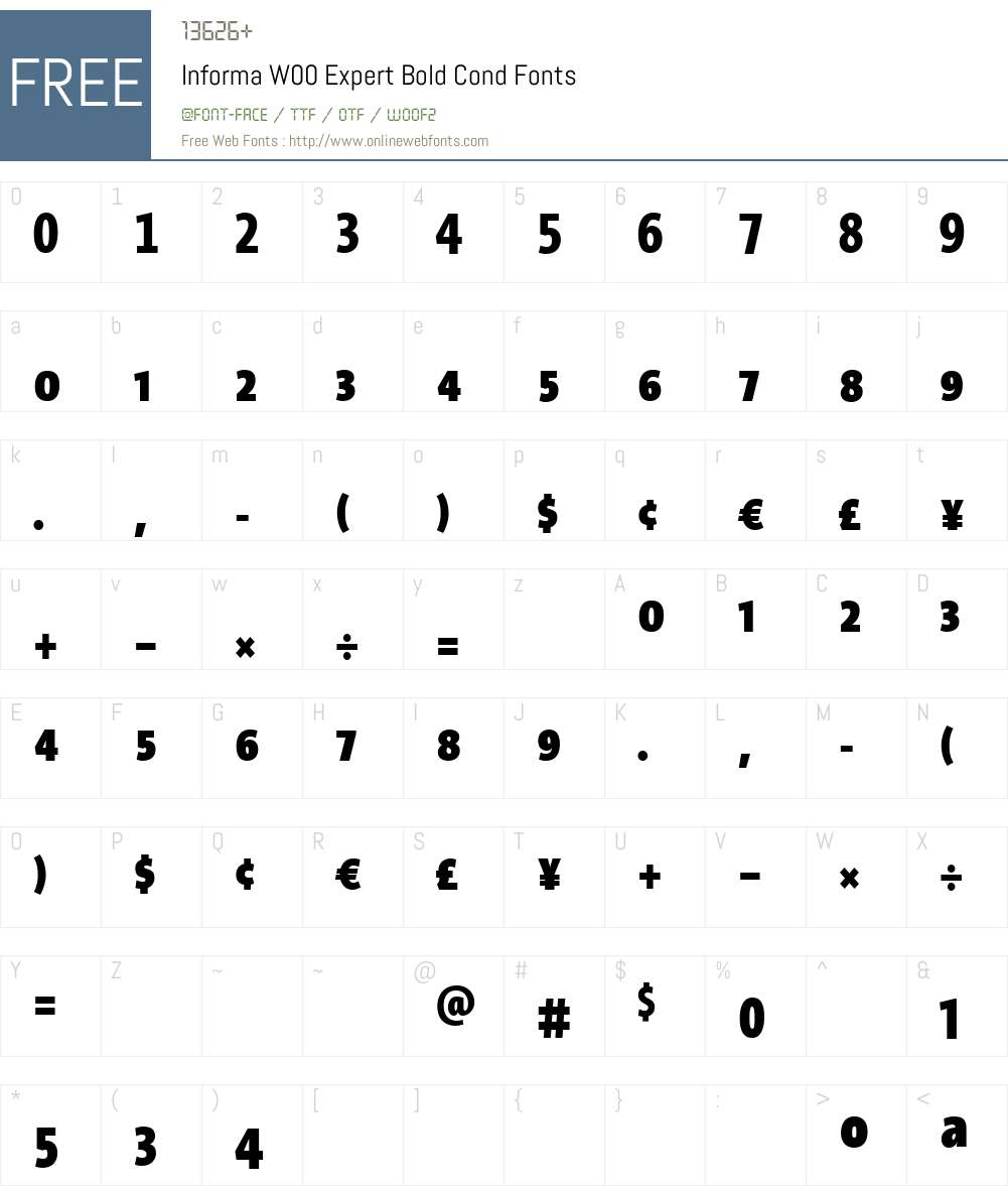 InformaW00-ExpertBoldCond Font Screenshots