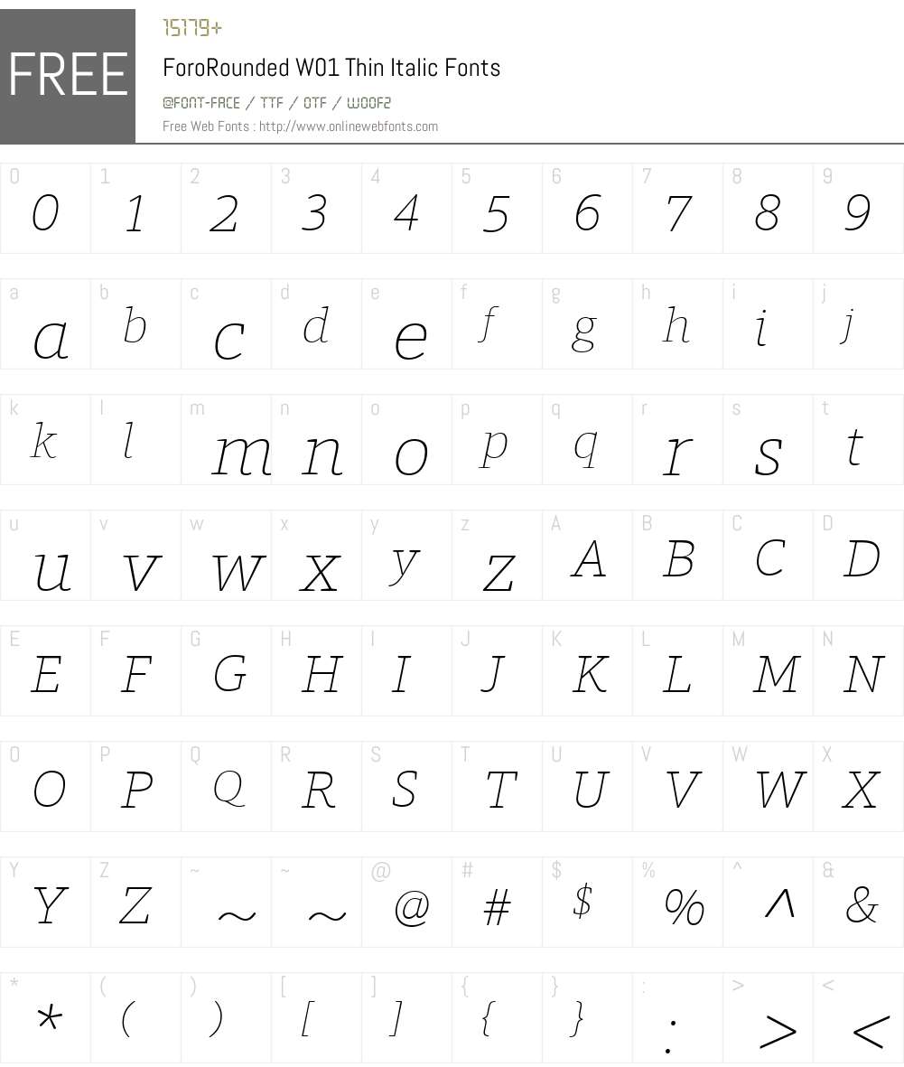 ForoRoundedW01-ThinItalic Font Screenshots