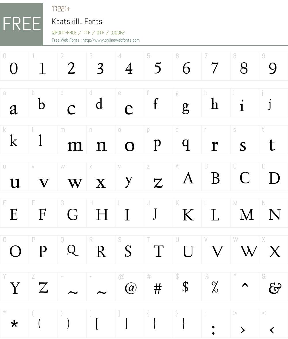 KaatskillL Font Screenshots