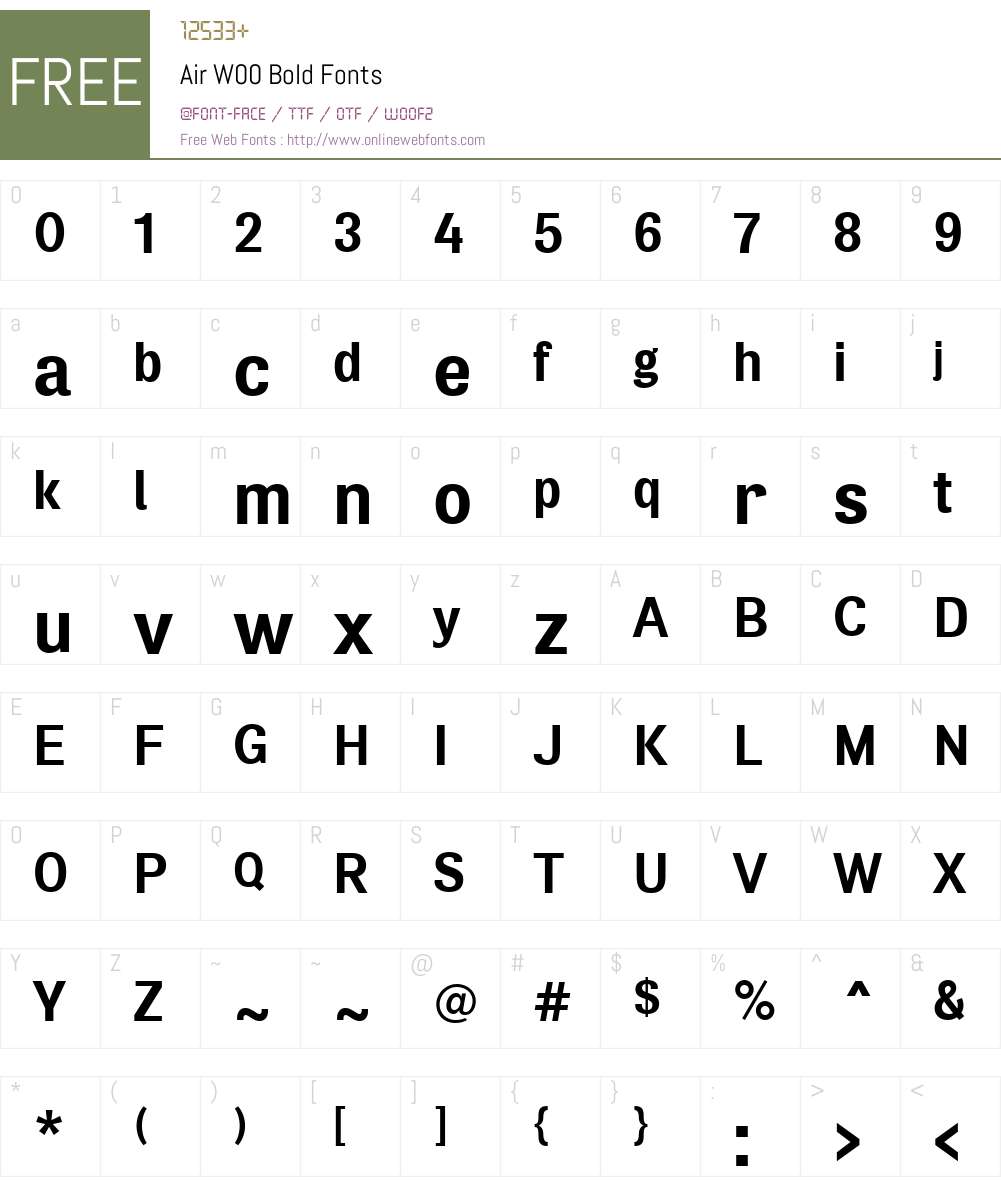 AirW00-Bold Font Screenshots