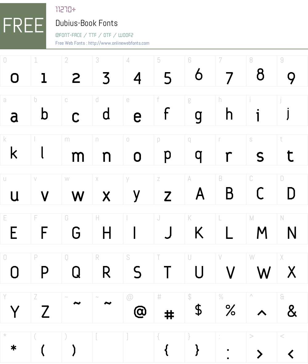 Dubius Font Screenshots