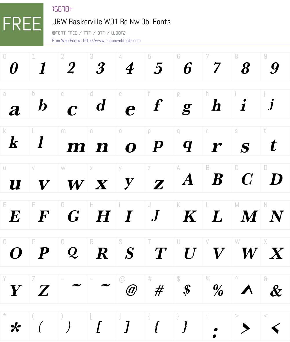 URWBaskervilleW01-BdNwObl Font Screenshots