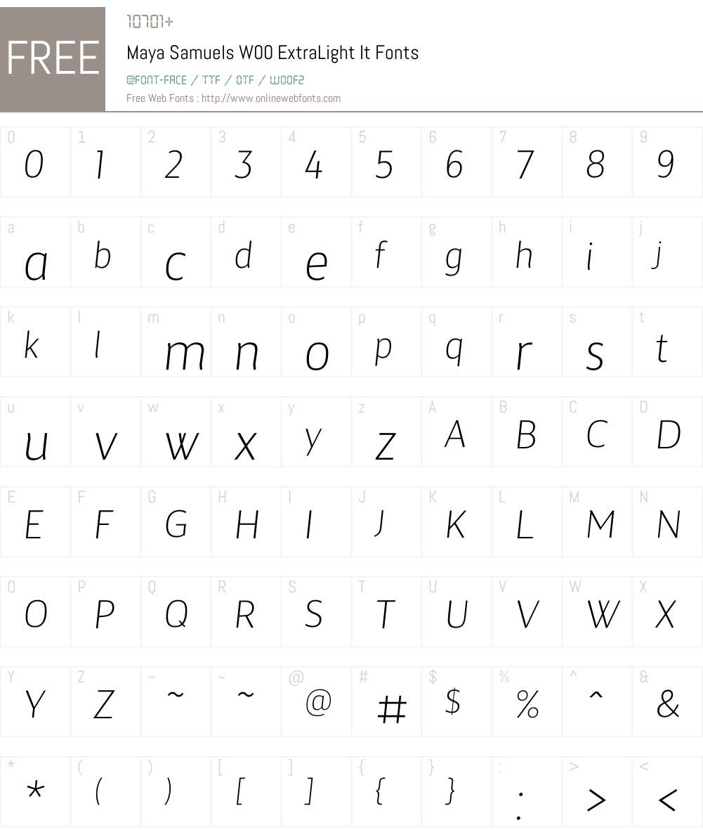 MayaSamuelsW00-XLightIt Font Screenshots