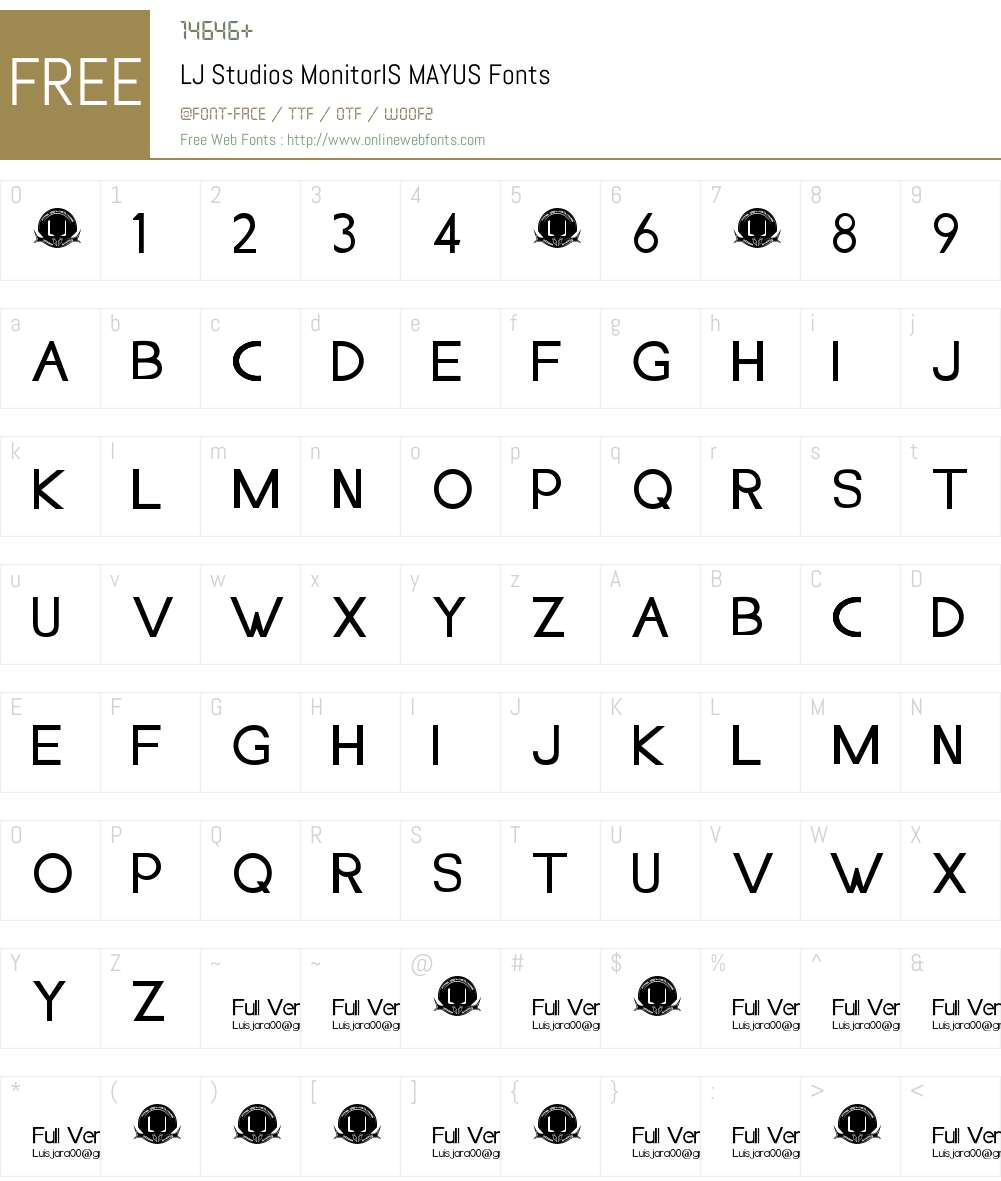 LJ Studios Monitor Large IS Font Screenshots