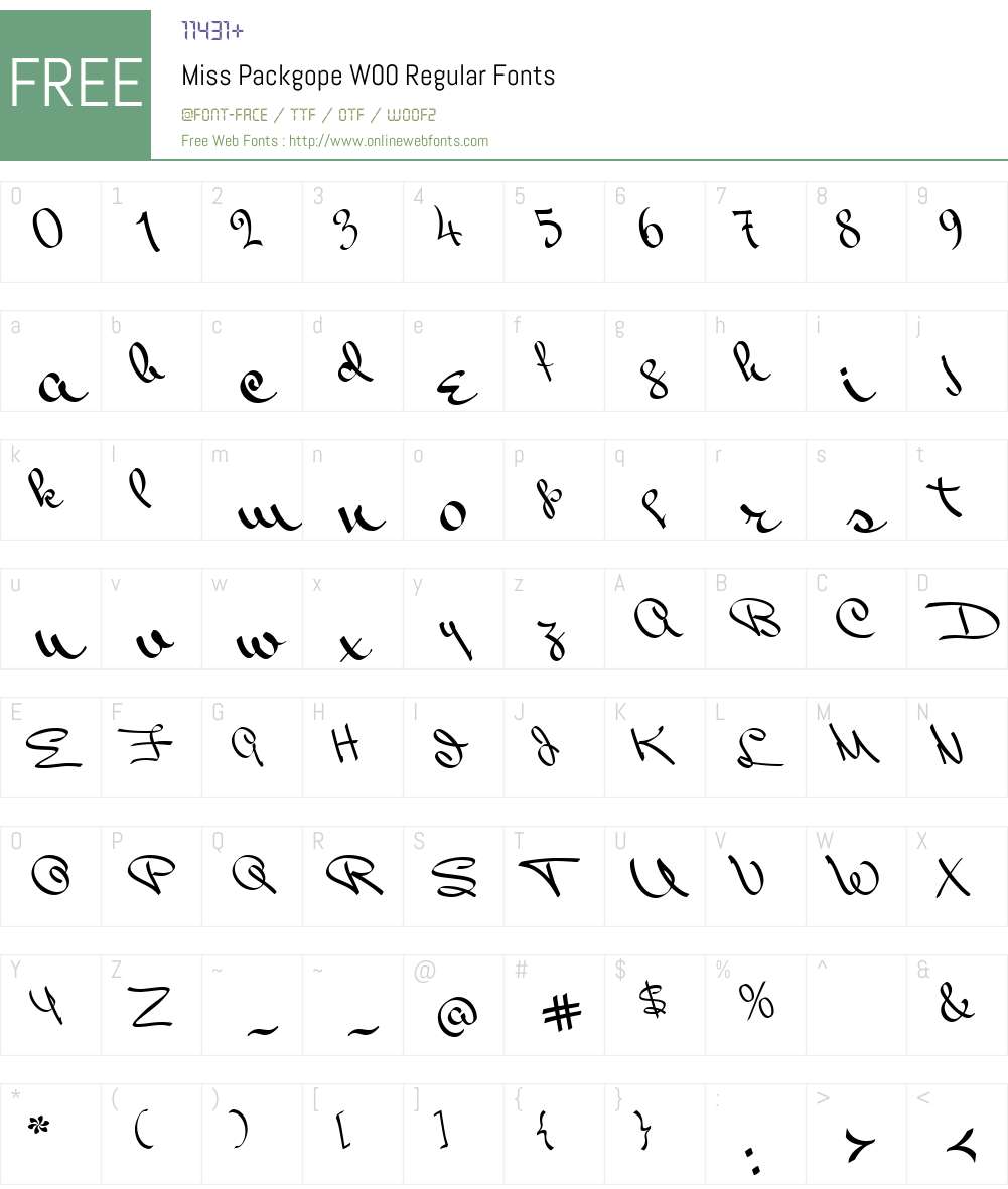 MissPackgopeW00-Regular Font Screenshots