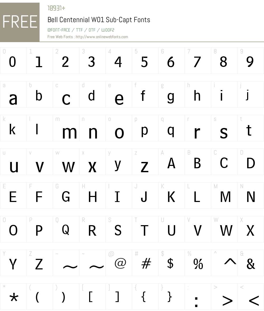 BellCentennialW01-Sub-Capt Font Screenshots