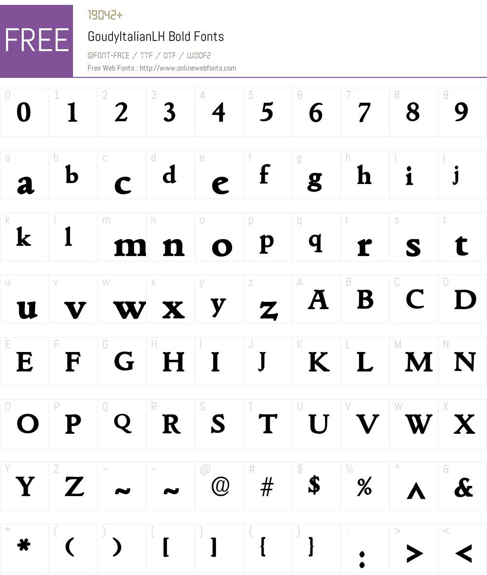 GoudyItalianLH Font Screenshots