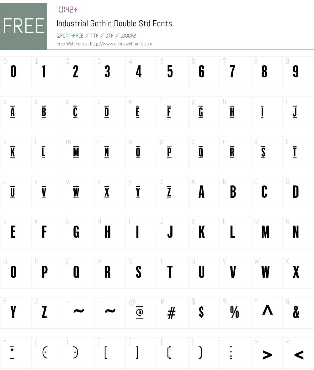 Industrial Gothic Double Std Font Screenshots