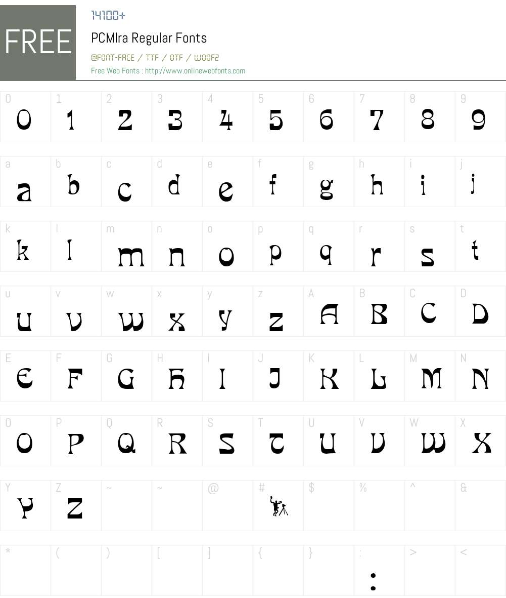 PCMIra Font Screenshots