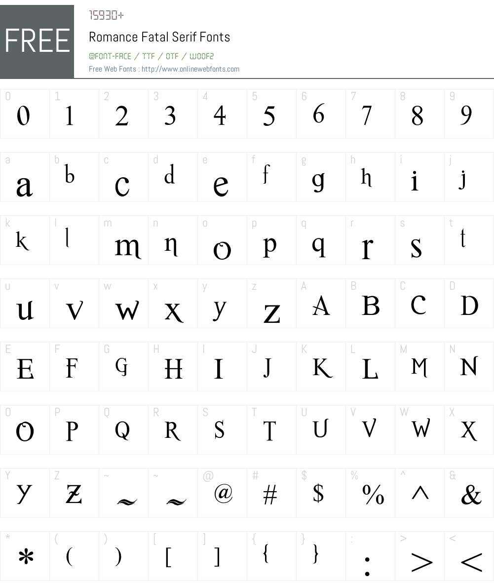 Romance Fatal Serif Font Screenshots