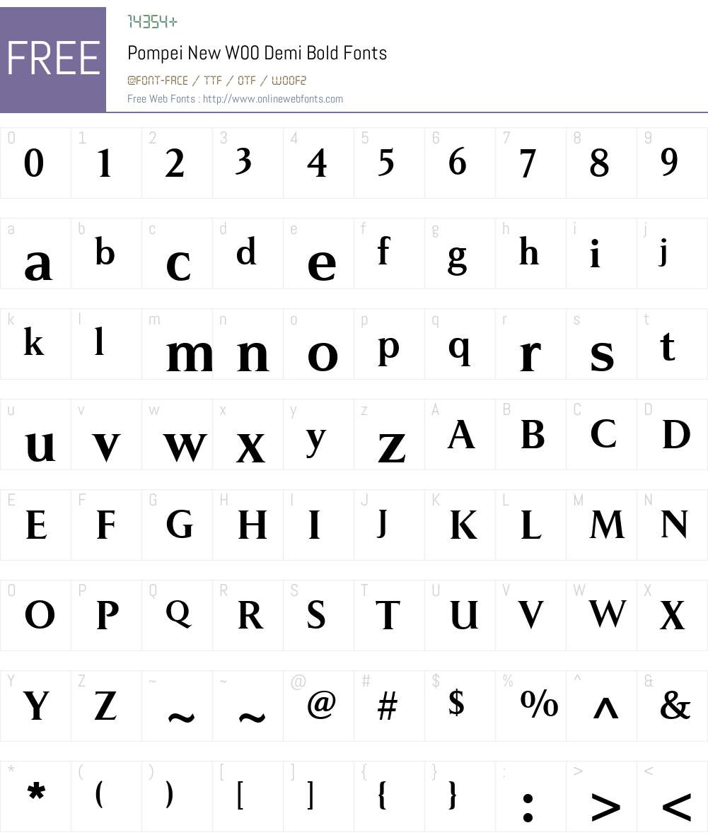 PompeiNewW00-DemiBold Font Screenshots