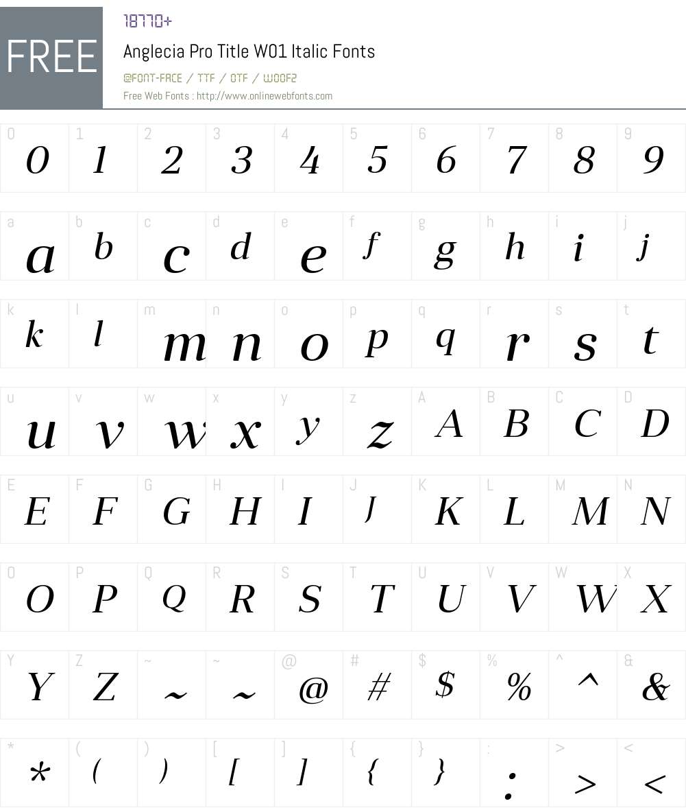 AngleciaProTitleW01-Italic Font Screenshots