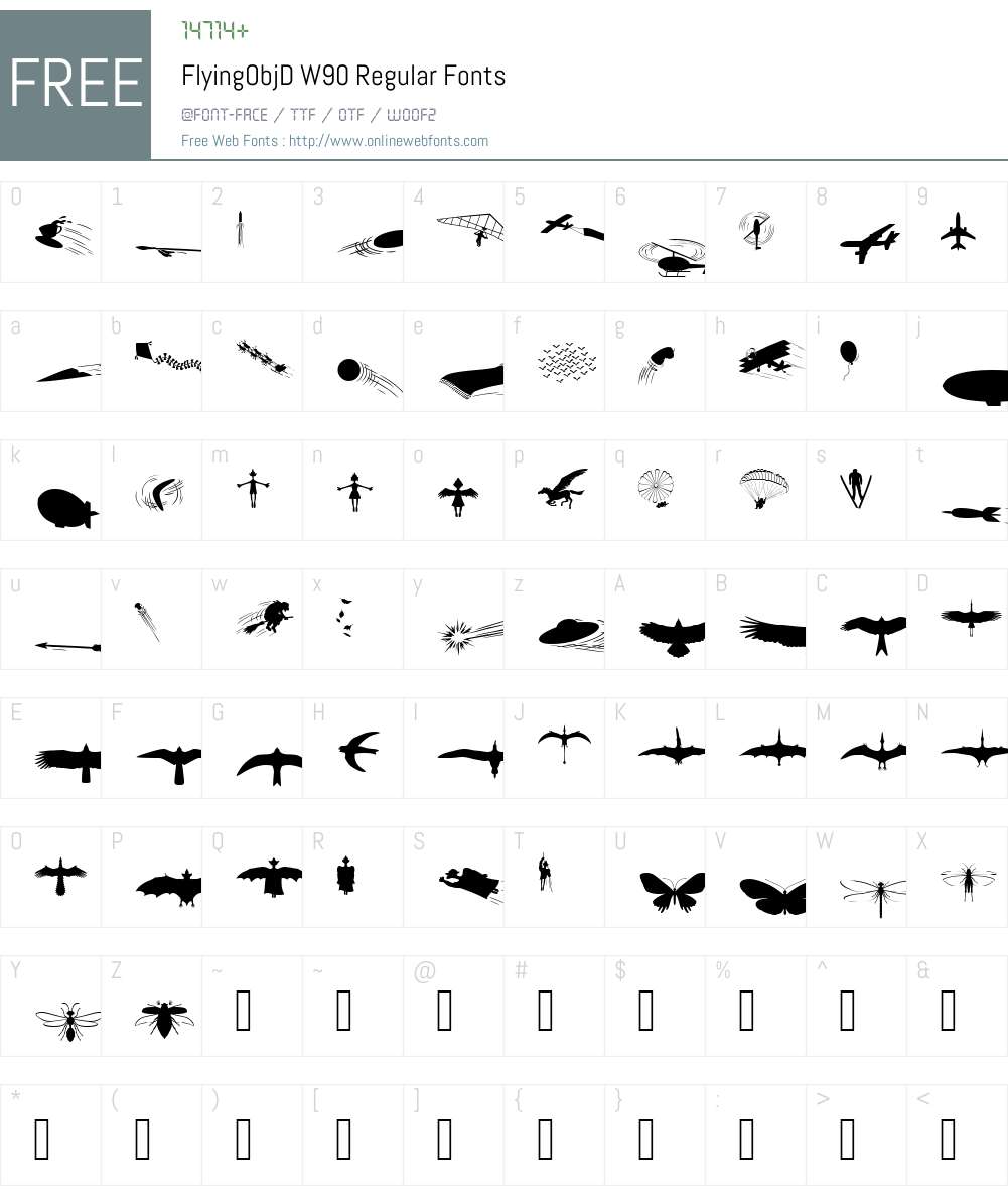 Flying Objects Font Screenshots