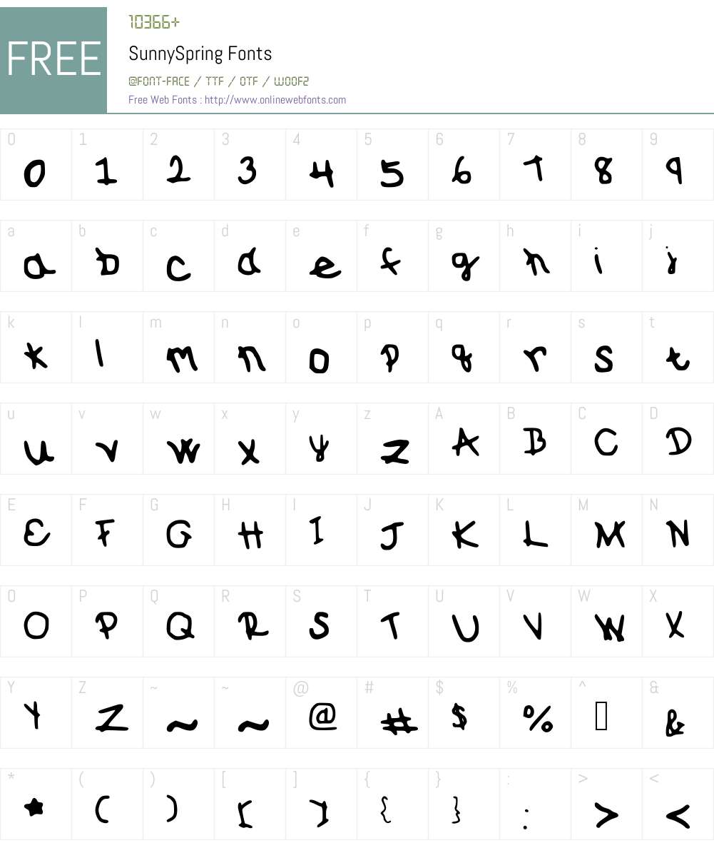 SunnySpring Font Screenshots