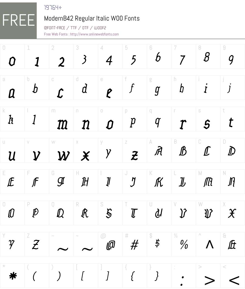 ModernB42RegularItalicW00 Font Screenshots