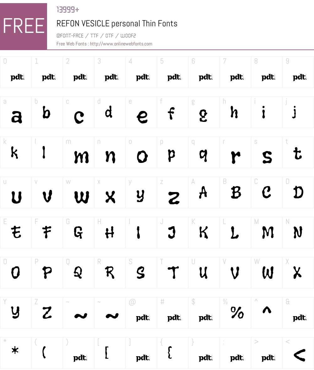 Refon Font REFON VESICLE personal Thin 1.000 Fonts Free Download - OnlineWebFonts.COM