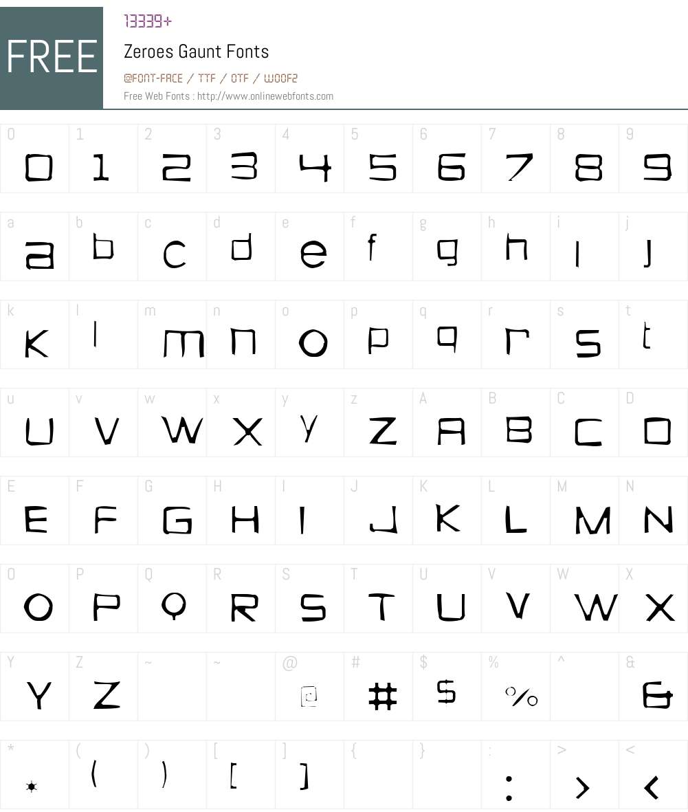 Zeroes Gaunt Font Screenshots