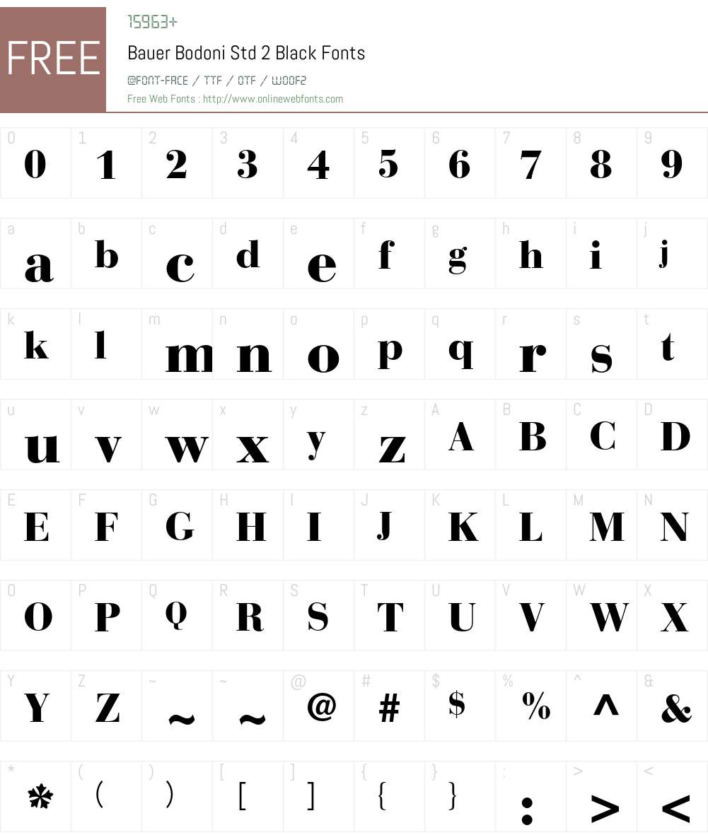 Bauer Bodoni Std 2 Font Screenshots